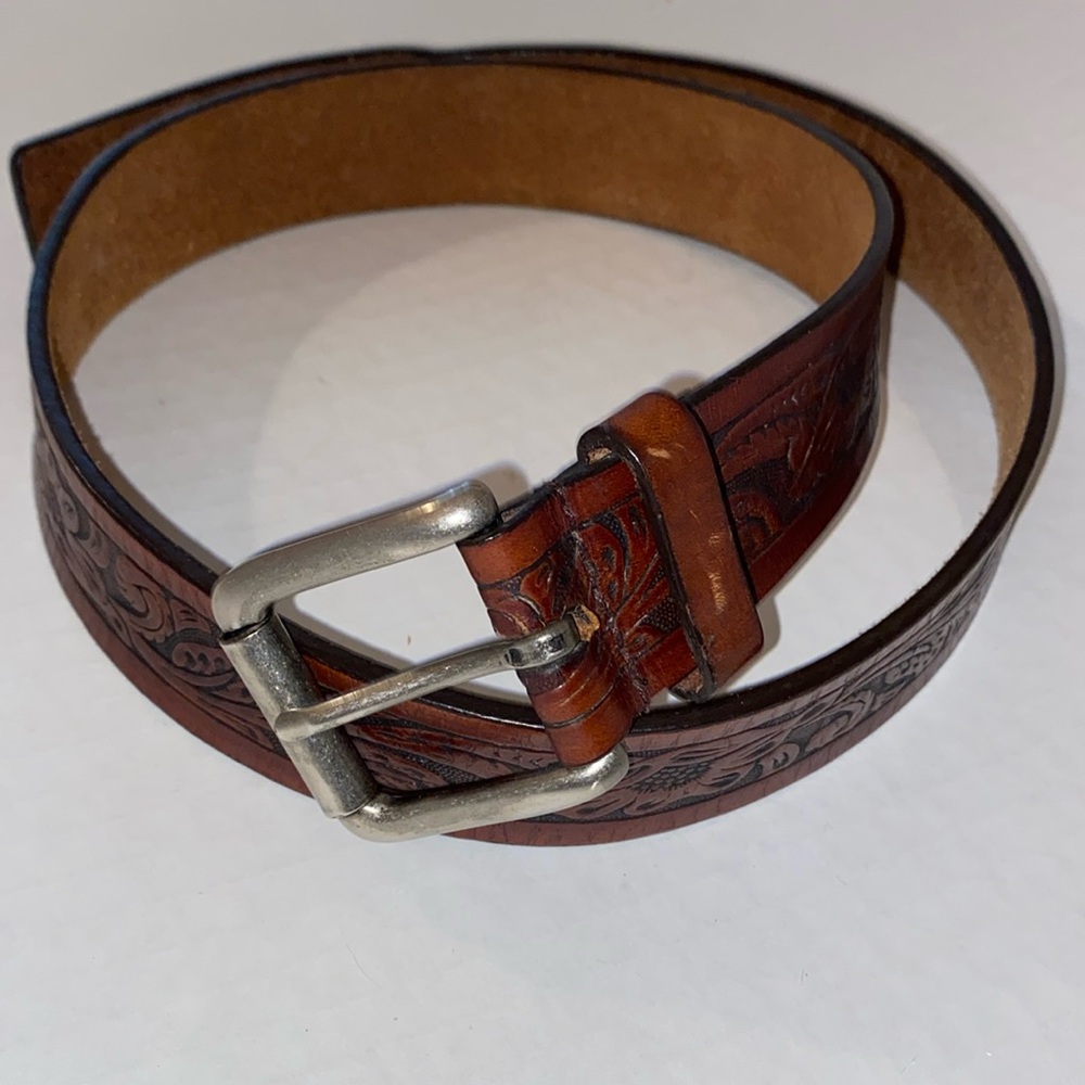 Women’s Brown Genuine Leather Unique Bohemian Style Belt Size Medium